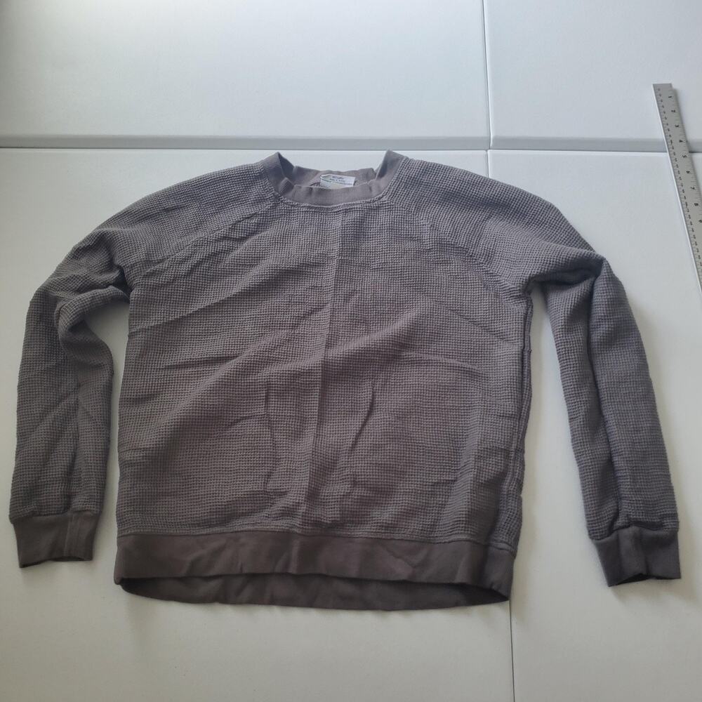 Parachute Sweater Womens Small Gray 100% Cotton Waffle Knit Thermal Pullover